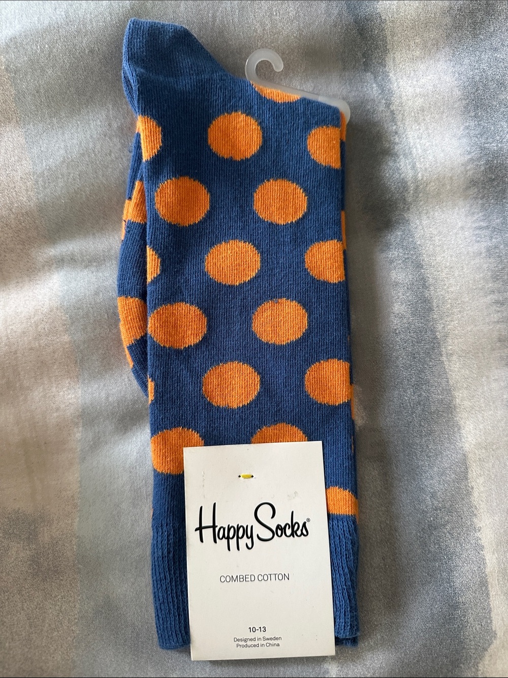 Happy Socks Men’s Combed Cotton Crew Dress Socks 10-13 New With Tags Blue Orange